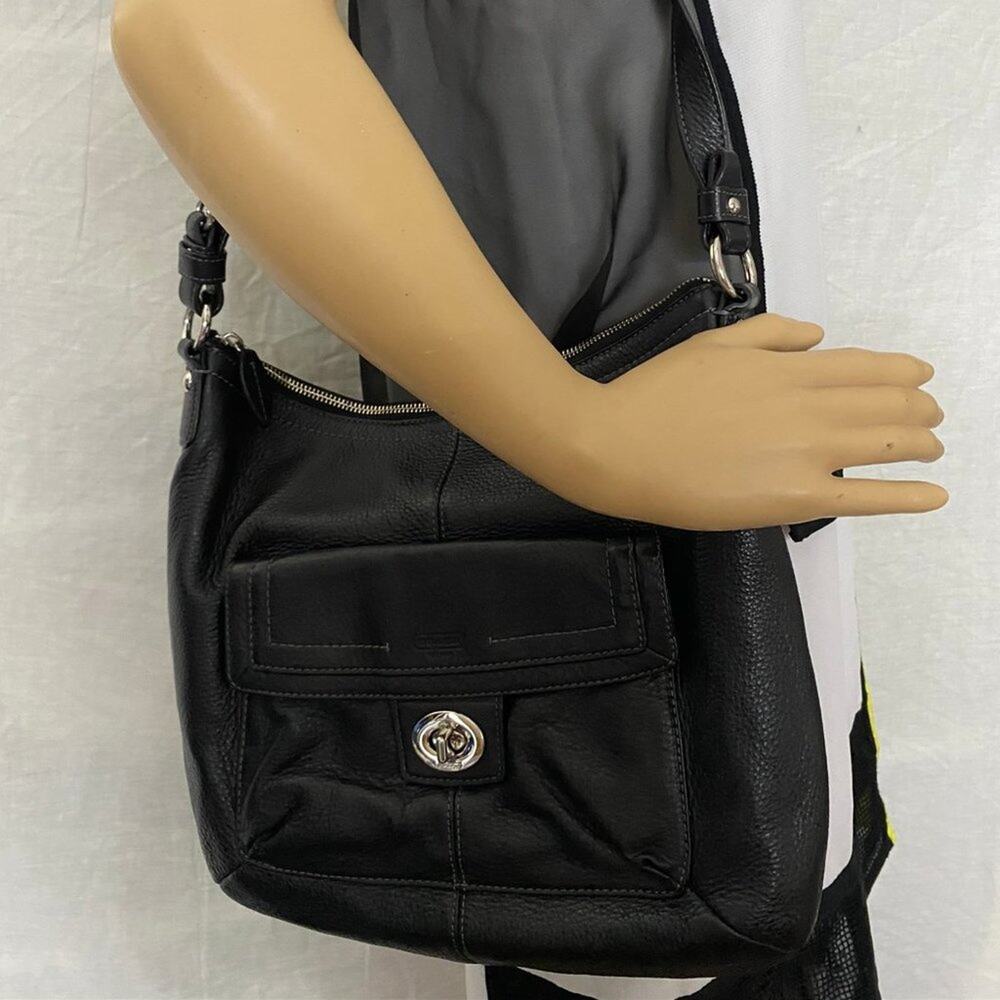 COACH M Size Black Leather Crossbody Bag - Picture 6 of 10